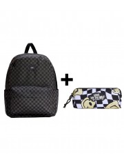 Zestaw Vans - Plecak OLD SKOOL CHECK VN000H4XBA5 Black/Charcoal + Piórnik OLD SKOOL PENCIL POUCH VN000H58YB2 Black/White