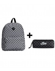 Zestaw Vans - Plecak OLD SKOOL CHECK VN000H4XY28 Black/White + Piórnik OLD SKOOL PENCIL POUCH VN000H58BA5 Black/Charcoal
