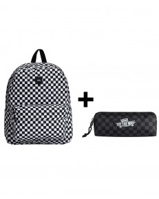 Zestaw Vans - Plecak OLD SKOOL CHECK VN000H4XY28 Black/White + Piórnik OLD SKOOL PENCIL POUCH VN000H58BA5 Black/Charcoal