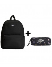 Zestaw Vans - Plecak OLD SKOOL VN000H4WBKA Black/Black + Piórnik OLD SKOOL PENCIL POUCH VN000H58HTL Black/Matte Purple