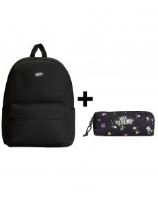 Zestaw Vans - Plecak OLD SKOOL VN000H4WBKA Black/Black + Piórnik OLD SKOOL PENCIL POUCH VN000H58HTL Black/Matte Purple
