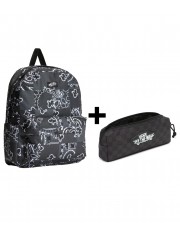 Zestaw Vans - Plecak OLD SKOOL VN000H4WPWT Pewter + Piórnik OLD SKOOL PENCIL POUCH VN000H58BA5 Black/Charcoal