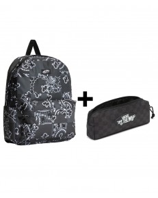 Zestaw Vans - Plecak OLD SKOOL VN000H4WPWT Pewter + Piórnik OLD SKOOL PENCIL POUCH VN000H58BA5 Black/Charcoal