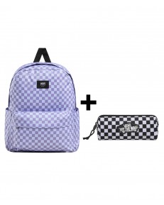 Zestaw Vans - Plecak OLD SKOOL CHECK VN000H4X6PH Purple Haze + Piórnik OLD SKOOL PENCIL POUCH VN000H58Y28 Black/White
