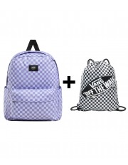 Zestaw Vans - Plecak OLD SKOOL CHECK VN000H4X6PH Purple Haze + Worek BENCHED BAG VN000HECY28 Black/White Checkboard
