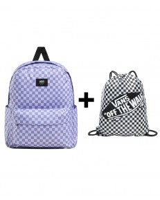 Zestaw Vans - Plecak OLD SKOOL CHECK VN000H4X6PH Purple Haze + Worek BENCHED BAG VN000HECY28 Black/White Checkboard