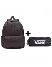 Zestaw Vans - Plecak OLD SKOOL CHECK VN000H4XBA5 + Piórnik OLD SKOOL PENCIL POUCH VN000H58BA5 Black/Charcoal