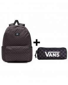 Zestaw Vans - Plecak OLD SKOOL CHECK VN000H4XBA5 + Piórnik OLD SKOOL PENCIL POUCH VN000H58BA5 Black/Charcoal