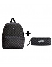 Zestaw Vans - Plecak OLD SKOOL CHECK VN000H4XBA5 + Piórnik OLD SKOOL PENCIL POUCH VN000H58BA5 Black/Charcoal