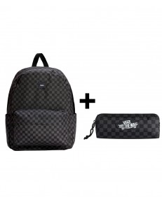 Zestaw Vans - Plecak OLD SKOOL CHECK VN000H4XBA5 + Piórnik OLD SKOOL PENCIL POUCH VN000H58BA5 Black/Charcoal