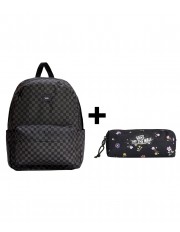 Zestaw Vans - Plecak OLD SKOOL CHECK VN000H4XBA5 Black/Charcoal + Piórnik OLD SKOOL PENCIL POUCH VN000H58HTL Black/Matte Purple