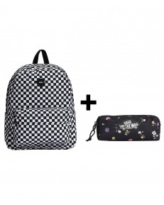 Zestaw Vans - Plecak OLD SKOOL CHECK VN000H4XY28 + Piórnik OLD SKOOL PENCIL POUCH VN000H58HTL Black/Matte Purple