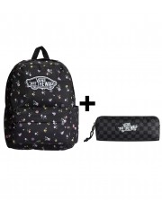 Zestaw Vans - Plecak OLD SKOOL CLASSIC VN000H4YHTL Black/Matte Purple + Piórnik OLD SKOOL PENCIL POUCH VN000H58BA5 Black/Charcoal