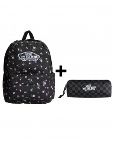 Zestaw Vans - Plecak OLD SKOOL CLASSIC VN000H4YHTL Black/Matte Purple + Piórnik OLD SKOOL PENCIL POUCH VN000H58BA5 Black/Charcoal