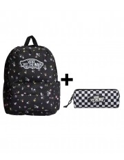 Zestaw Vans - Plecak OLD SKOOL CLASSIC VN000H4YHTL Black/Matte Purple + Piórnik OLD SKOOL PENCIL POUCH VN000H58Y28 Black/White