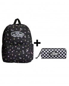 Zestaw Vans - Plecak OLD SKOOL CLASSIC VN000H4YHTL Black/Matte Purple + Piórnik OLD SKOOL PENCIL POUCH VN000H58Y28 Black/White