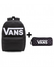 Zestaw Vans - Plecak OLD SKOOL DROP V VN000H4ZBLK Black + Piórnik OLD SKOOL PENCIL POUCH VN000H58BA5 Black/Charcoal