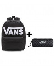 Zestaw Vans - Plecak OLD SKOOL DROP V VN000H4ZBLK Black + Piórnik OLD SKOOL PENCIL POUCH VN000H58BA5 Black/Charcoal