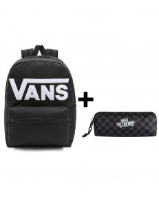 Zestaw Vans - Plecak OLD SKOOL DROP V VN000H4ZBLK Black + Piórnik OLD SKOOL PENCIL POUCH VN000H58BA5 Black/Charcoal
