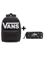 Zestaw Vans - Plecak OLD SKOOL DROP V VN000H4ZBLK Black + Piórnik OLD SKOOL PENCIL POUCH VN000H58HTL Black/Matte Purple
