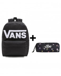 Zestaw Vans - Plecak OLD SKOOL DROP V VN000H4ZBLK Black + Piórnik OLD SKOOL PENCIL POUCH VN000H58HTL Black/Matte Purple