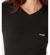 T-shirt Wrangler  V NECK TEE W7V5DGXV6 Faded Black